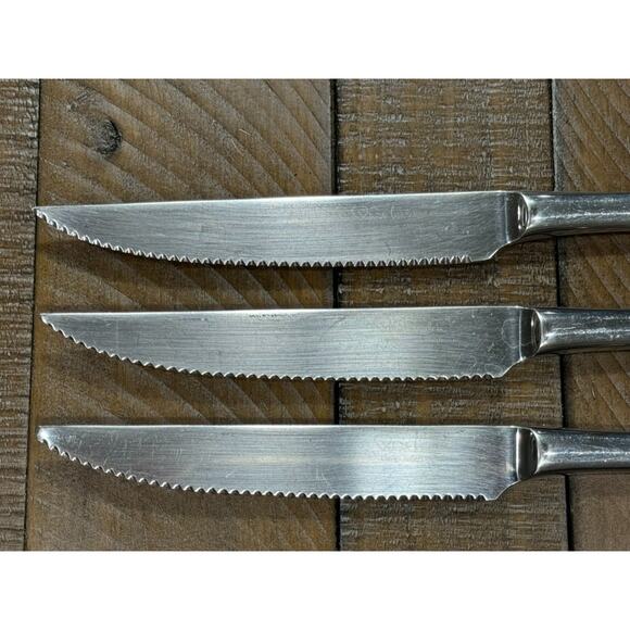 3 ROBERT WELCH Steak Knives - 18/10 SATIN - 9 1/4" - 1 has a bent tip - Picture 3 of 11